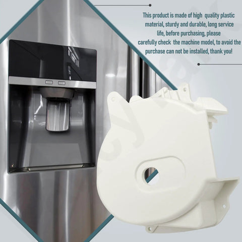 Smooth Sailin Fridge Ice Crusher Housing Replacement Part Works Perfect With Frigidaire Electrolux Kenmore showing sturdy white plastic material.