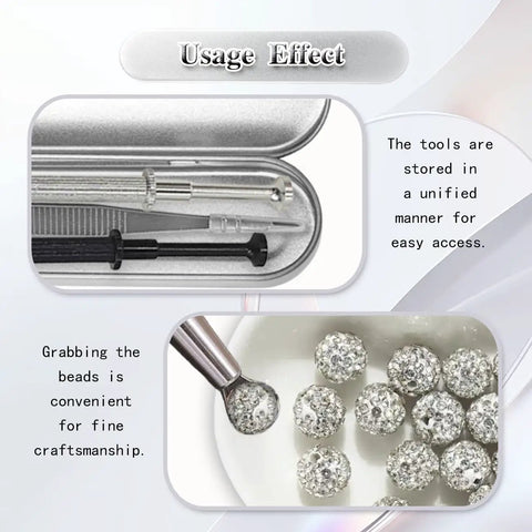 Hella Tight 4 Claw Jewelry Grabber Tool With Heavy Duty Stainless Steel Diamond Tip Pinch Pliers for beads in storage case.