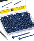 100-Piece Exterior Pocket Hole Screws Set, Size 8 X 2 Inch, Blue Anti Rust Coating, includes 50mm drive bit