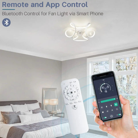 Dope Ceiling Fan With Light Low Profile Flush Mount Bladeless 6 Speeds Dimmable 3 Color Temperatures App And Remote Control