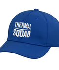 Adjustable Printed Sailplane Glider Hat For Thermals And Club Flights Royal Blue Baseball Cap with Thermal Squad text front view
