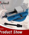 Heavy Duty 2 Inch Mill Vise With Killer Precision Grip And Smooth 360 Degree Swivel Base, blue cast iron body and steel jaws.