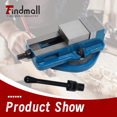 Heavy Duty 2 Inch Mill Vise With Killer Precision Grip And Smooth 360 Degree Swivel Base, blue cast iron body and steel jaws.