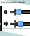 Drip Irrigation Barbed Locking Fittings With Washers For 16mm Drip Tape Tubing Sprinkler System Easy Install Durable PE Plastic Blue
