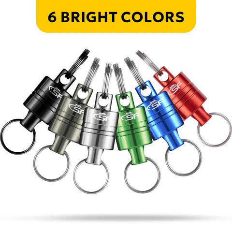 Set of 6 Ultra Strong Magnetic Release Holder With Coiled Lanyard And Aluminum Alloy Hook in vibrant colors