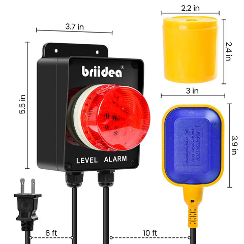 High Water Alarm For Septic Tank And Sump Pump Indoor Outdoor With 110dB Siren And Big LED Indicator No Joke 10 Foot Float Switch
