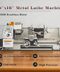 Jaryannix 8X16 Benchtop Mini Metal Lathe With Variable Speed Control And Digital Display on wooden surface, featuring 900W motor.