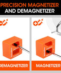 126 Piece Magnetic Screwdriver Set With Plastic Organizer For Home Projects A Must Have DIY Tool Kit Built For Quick Fixes And Big Projects Magnetizer Demagnetizer Great Gift For Men And Women, showing magnetizer and demagnetizer tool in use