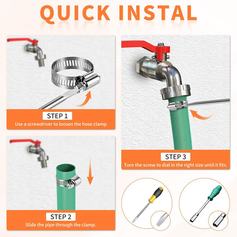 Quick install steps for Heavy Duty 130 Piece Hose Clamp Kit 304 Stainless Steel 1/4 To 1-1/2 Inch Worm Gear Clamps for assembly