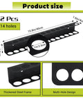 Two Pack Heavy Duty Screwdriver Plier Organizer Wall Mount Rack showing dimensions and multi-hole design, 14 slots