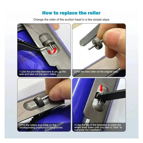 How to replace roller in Widened Roller Wheels And Axles Kit For Vacuum Cleaners V6 V7 V8 V10 V11 V15 DC58 G5 Compatibility 9 Piece Set