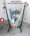 Bohemian Hammock Chair With Stand For Indoor Outdoor Relaxation, Double Swing Chair with Tassels, and Manual Recline with Occupant