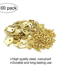 100 Pack Small Triangle Ring Steel Picture Hangers With Screws Gold Finish For Picture Frames And Artwork Hangin Photos Clocks