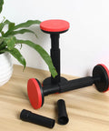 Two Pack Adjustable Furniture Legs for Cabinets and Sofas with Nylon Leveling Feet, red anti-slip pads, height adjustable.