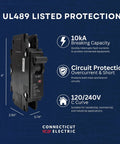 Beefy 15 Amp Miniature Circuit Breaker 1 Pole 120 and 240 Volt DIN Rail or Surface Mount, 10kA rating.