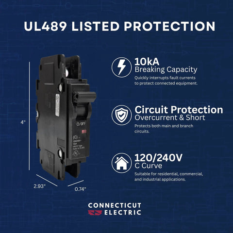 Beefy 15 Amp Miniature Circuit Breaker 1 Pole 120 and 240 Volt DIN Rail or Surface Mount, 10kA rating.