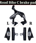 Road Bike Brake Pads For Dual Pivot C Brake Shoes Front And Rear Set displayed with caliper and pad label L and R