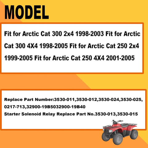 Compatibility information for Arctic Cat ATV models from 1998-2005 and replacement part numbers for ignition coil kit.