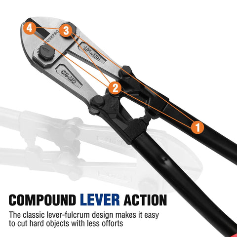 18 Inch Heavy Duty Bolt Cutter with Chrome Molybdenum Steel Jaws Drop Forged for Cutting Chain Wire Screws Rivets