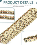 Honda Drive Chain X Ring And Sprockets Bolt Kit For XR80R 1985 2003 And CRF80F 2004 2013 showcasing detailed gold X-ring chain