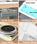 Premium Under Desk Drawer Storage Set With Three Attachable Slide Out Trays For Office And Home Keep The Desktop Hella Tidy organizer showing handle and installation design.