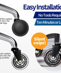 Rubber Chair Casters Replacement Set Of 5 For Hardwood Floors And Carpet with easy installation process in image.