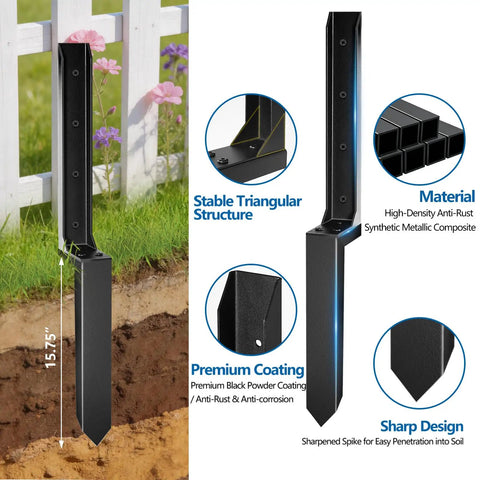 Fence Post Repair Kit With Ground Spike Anchors Heavy Duty Leaning Fence Stabilizer Metal Bracket For Wood Fences Garden Mailbox And Pergola 2 Pack Easy No Dig Quick Fix To Rebuild A Wobbly Fence