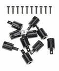Ten Millimeter Drive Shaft Extenders for SCX24 and FCX24 One Twenty Fourth RC Crawler Upgrade Pack of Ten Hardened Steel Black Finish With Screws Included Boost Your Wheelbase shown with included screws