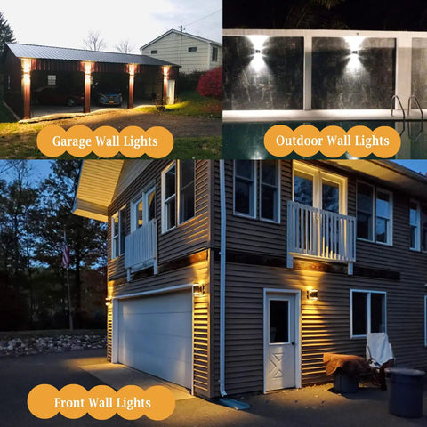 2 Pack Dusk To Dawn Outdoor Wall Lights Up And Down IP65 Waterproof Aluminum Exterior Fixtures For House Garage Porch