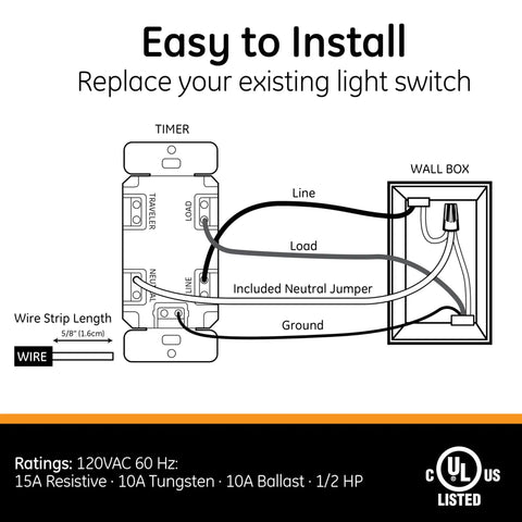Diagram installation for SunSmart 7 Day In Wall Digital Timer Switch With Auto Sunrise Sunset, Single Pole Three Way, Neutral Wire Required