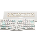 Alice Ergonomic Mechanical Keyboard With Rock Solid Aluminum Frame And Tri Mode Wireless Bluetooth Pairing Hot Swap Qmk Via Tuning Knockout Rgb Lighting Plus Pillow Wrist Rest For Smooth All Day Typing Vibes - top view showing split layout and wrist rest