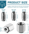 Replacement Collet And Nut Kit For Spiral Saws And Drywall Cutout Tools. Includes 1/8, 5/32, 1/4 inch collets and nut, silver finish.