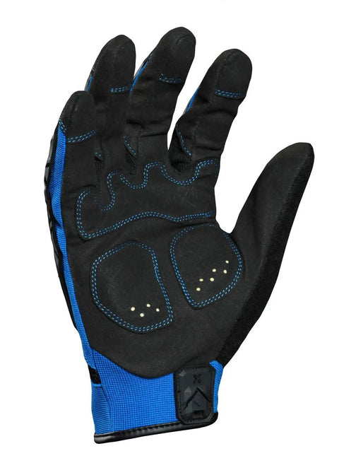 Motor Impact Work Glove With TPR Impact Protection And Anti Vibration Palm Pads, Grip Ready Exo Series Hand Safety Glove Size XL Black Blue