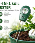 3 In 1 Soil Tester Moisture Fertility And PH Meter For Home Garden Lawn Farm Potted Plants Indoor Outdoor Use No Battery Needed Helps You Water On Time Fertilize Correctly And Balance Soil For Healthier Growth Gift For Plant Lovers, green metal probes