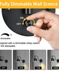 Hand adjusting dimmable switch on Two Pack Plug In Wall Sconces With Swing Arm Lamps And Dimmable Switch Farmhouse Industrial Vintage Lighting For Bedroom Reading And Living Areas Dope Look Cozy Vibe Black Finish