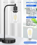 Cool Industrial Seeded Glass Table Lamps Set Of 2 With Touch Control, featuring black metal frame and LED bulb details