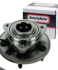Front Wheel Bearing And Hub Assembly Fits Jeep Grand Cherokee 2005 Through 2010 And Jeep Commander 2006 Through 2010 5 Lug With Abs 4WD Or RWD Heavy Duty Replacement Keeps Noisy Rides Quiet And Smooth, shown with packaging
