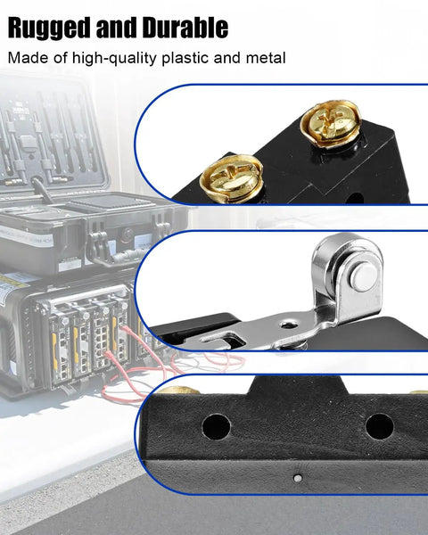 4 Pack Micro Switch 1NO 1NC 15A 125V 250V 380VAC IP40 Rating For Industrial Control Panels Dual Circuit Single Pole Double Throw Beefy Load Capacity Switch, close-up of metal lever and terminals