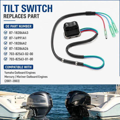 Outboard Trim Tilt Switch Replacement With Direct OEM Fit For Yamaha And Mercury Mariner Replaces 703 82563 02 00 703 82563 01