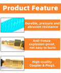 Product features of 1/4 Inch By 25 Foot Reinforced Polyurethane Air Hose With Brass Fittings including durability and high-quality coupler.