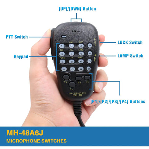 Rugged Handheld Microphone Speaker MH-48A6J with PTT Button and backlit keypad, for Yaesu Ham Radios and FT Series replacement