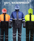 Hi Vis Reflective Rain Gear Set For Men Waterproof Jacket And Pants Yellow Large with rain background