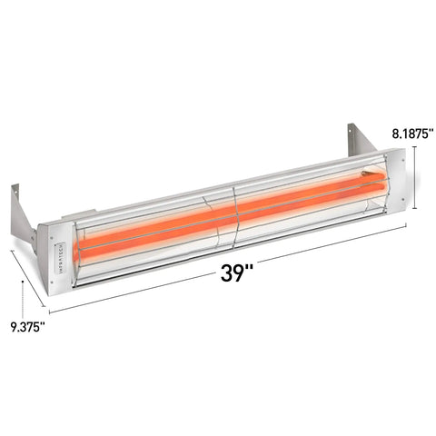 WD-4024 39 Inch Stainless Steel Dual Element Electric Heater Fixture 4000 Watt 240 Volt Indoor Outdoor UL Listed Energy Efficient