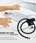 Washer Lid Lock Replacement 3 Wire Door Lock No Fuss Install shown with visible wires and control panel, part W11307244