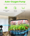 Hydroponic Indoor Garden System Kit With 15 Pods, Auto-Oxygen Quiet Pump, Herbs Growing in Modern Kitchen