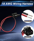 18 AWG Wiring Harness with tinned red and black wires and a 2-pin plug for reliable connections and electrical flow.