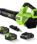Cordless Leaf Blower With Dual 5.2Ah Batteries And Charger 650 CFM Electric Blower 3 Speed Modes Adjustable Shoulder Strap