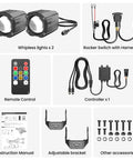Components of Whipless Led Whip Lights Kit With Rocker Switch Dual Control And Adjustable Mounts for UTV ATV SXS Polaris RZR