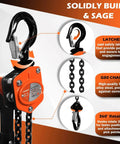 0.5 Ton Mini Lever Chain Hoist 5 Ft Ratchet Chain Puller With Upgraded Longer Handle And Heavy Duty Hooks, close-up of hook and chain
