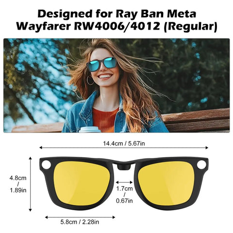 4 Pack Polarized Clip On Lenses For Meta Wayfarer Gen 2 Smart Glasses M Size 50 22 RW4006 RW4012 UV Protection Discoloration Clip